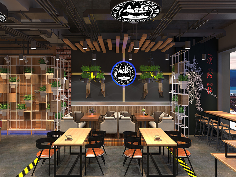 動漫主題餐飲店裝修設(shè)計效果圖