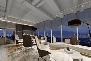 電商公司辦公桌裝修設(shè)計(jì)全景圖