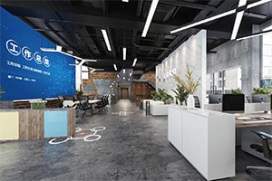 1000方敞開式辦公室裝修設(shè)計(jì)全景效果圖