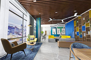 280方簡(jiǎn)約創(chuàng)意辦公室裝修設(shè)計(jì)全景效果圖