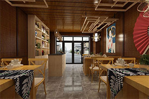 300方日式餐飲店裝修設計全景效果圖